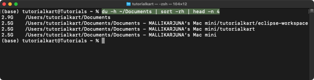 Finding the Largest Directories in Mac Terminal